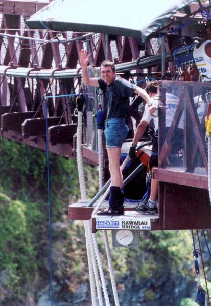 vor dem Bungy Jump von der Kawarau Bridge, New Zealand